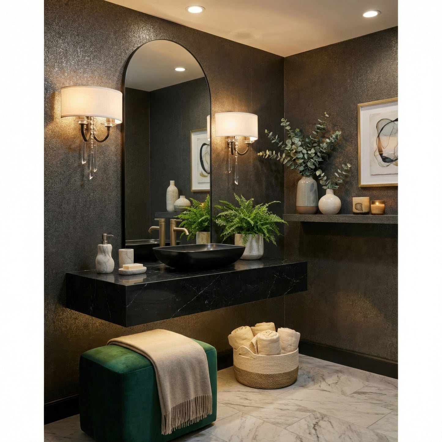 Varaluz Barcelona 2 Light Wall Sconce, Onyx/White