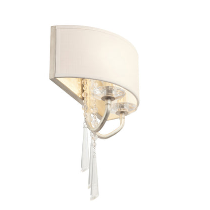 Varaluz Barcelona 2 Light Wall Sconce, Transcend Silver/White