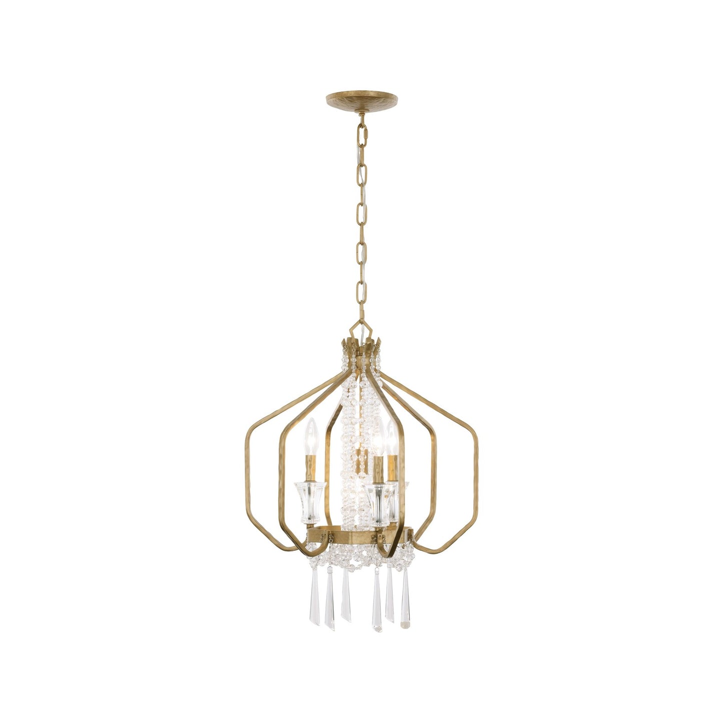Varaluz Barcelona 4 Light Pendant, Brass Kisser
