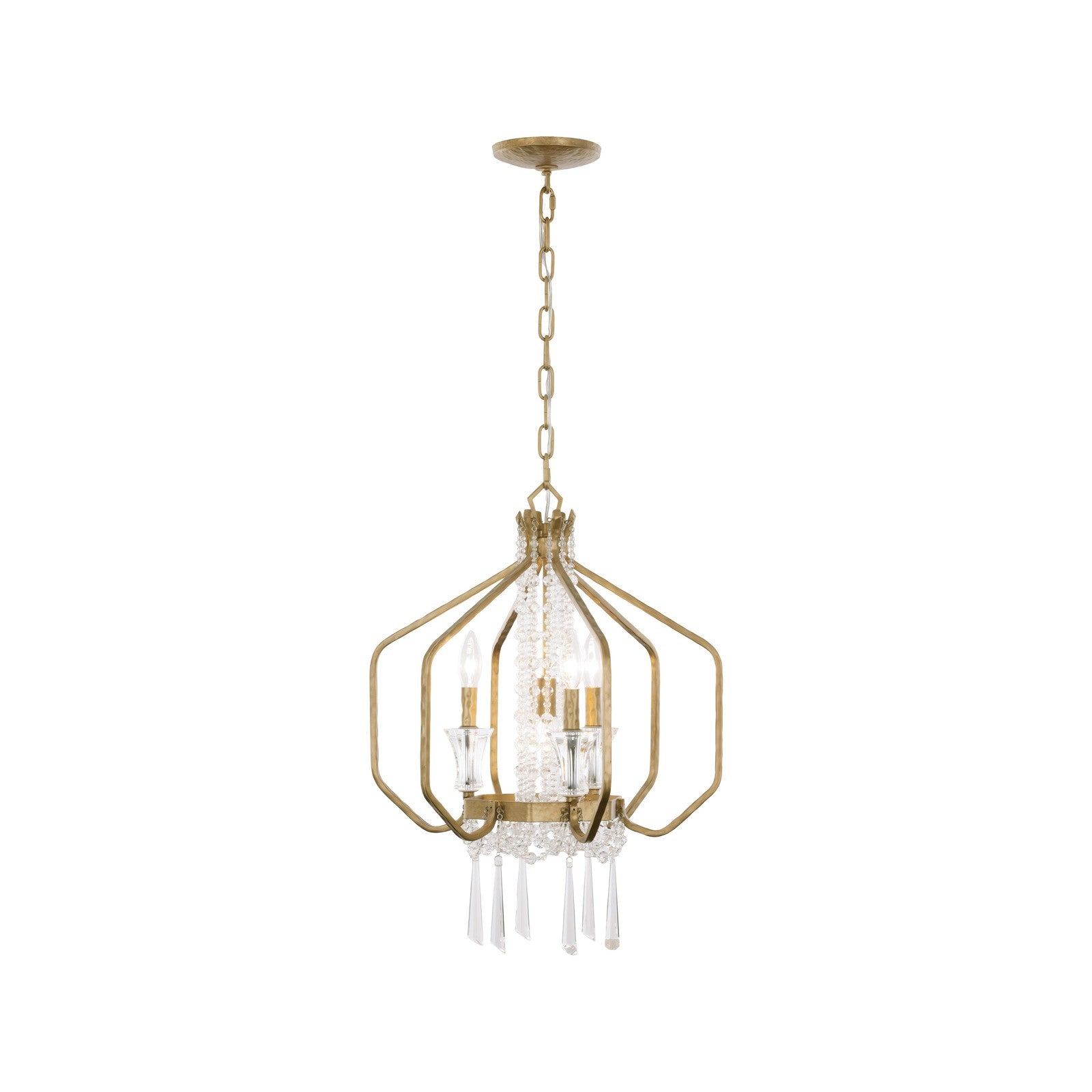 Varaluz Barcelona 4 Light Pendant, Brass Kisser