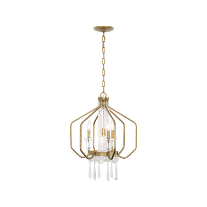 Varaluz Barcelona 4 Light Pendant, Brass Kisser
