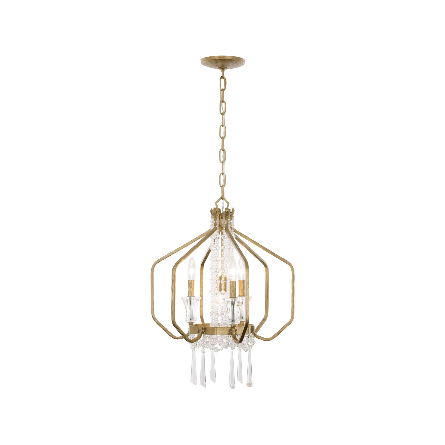 Varaluz Barcelona 4 Light Pendant, Brass Kisser