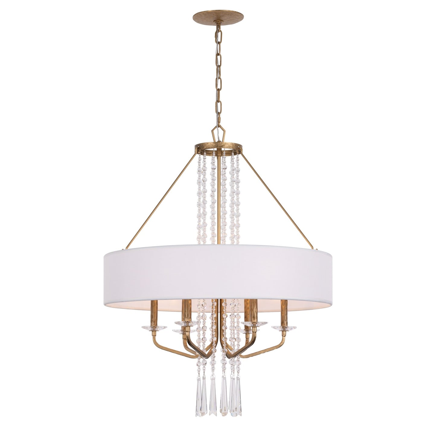 Varaluz Barcelona 6 Light Pendant, Brass Kisser/White