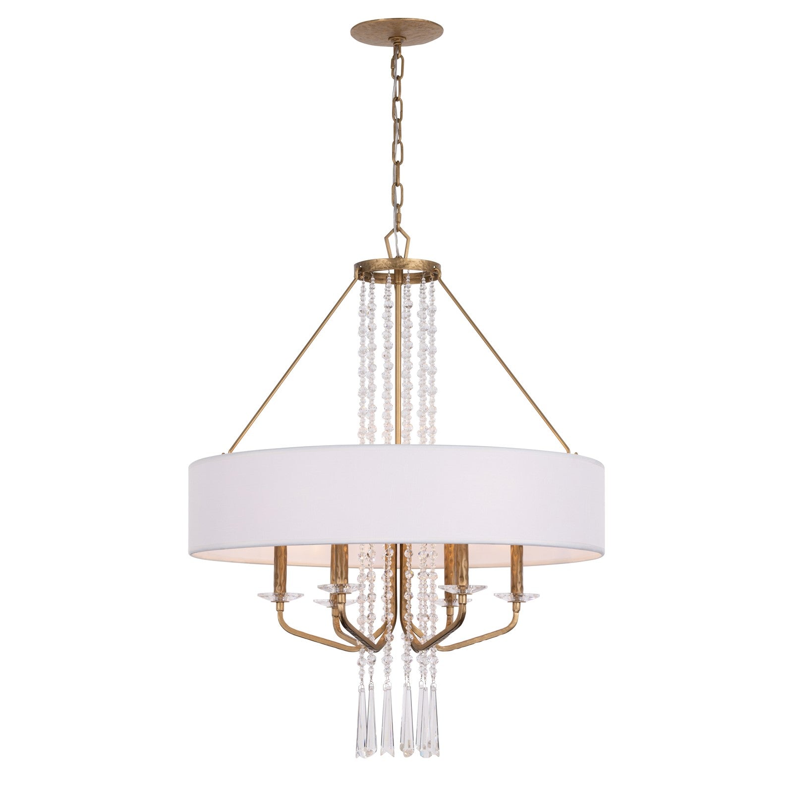 Varaluz Barcelona 6 Light Pendant, Brass Kisser/White