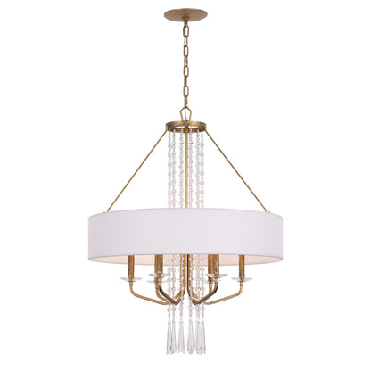 Varaluz Barcelona 6 Light Pendant, Brass Kisser/White