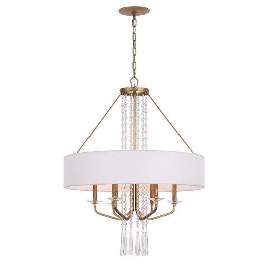 Varaluz Barcelona 6 Light Pendant, Brass Kisser/White