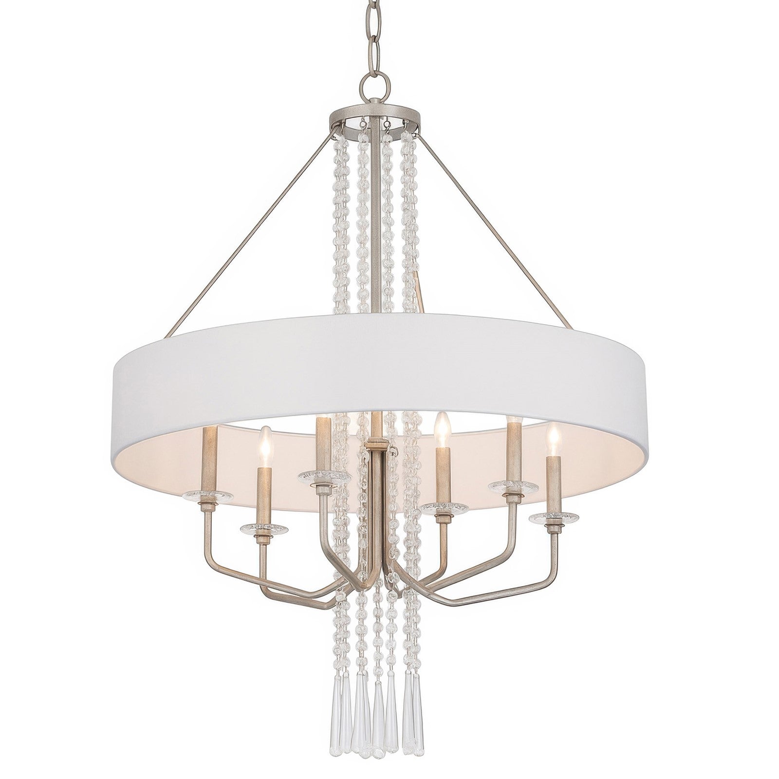 Varaluz Barcelona 6 Light Pendant, Transcend Silver/White