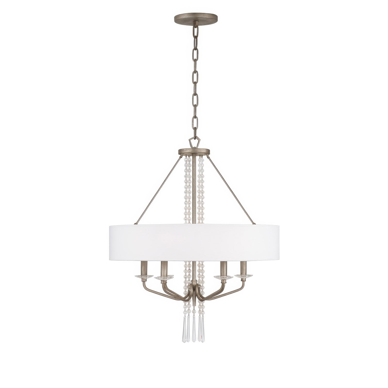 Varaluz Barcelona 6 Light Pendant, Transcend Silver/White