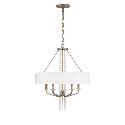 Varaluz Barcelona 6 Light Pendant, Transcend Silver/White