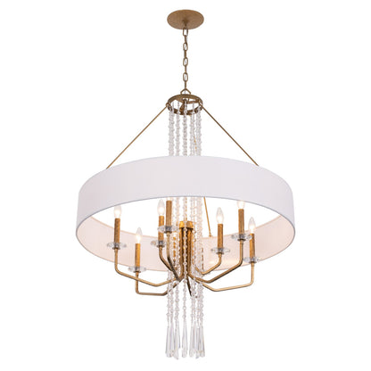 Varaluz Barcelona 9 Light Pendant, Brass Kisser/White
