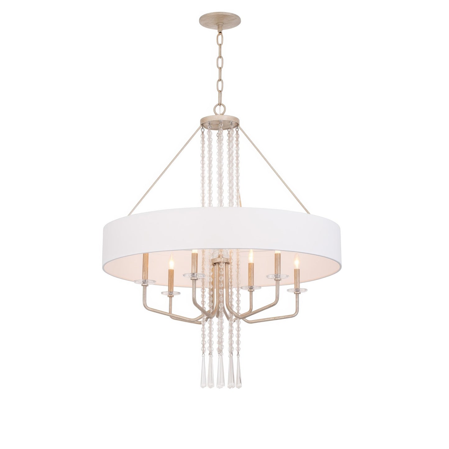 Varaluz Barcelona 9 Light Pendant, Transcend Silver/White