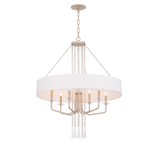 Varaluz Barcelona 9 Light Pendant, Transcend Silver/White