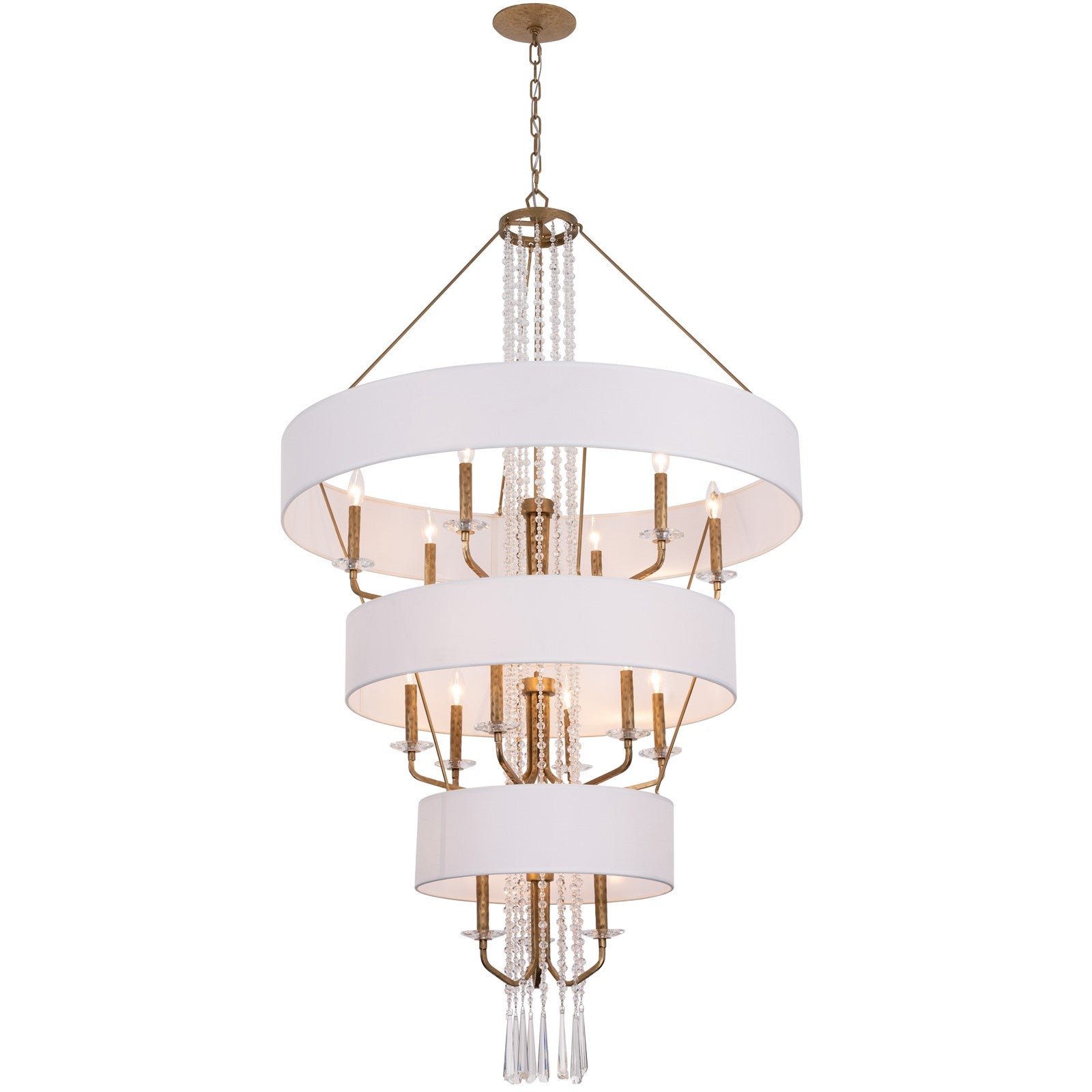 Varaluz Barcelona 15 Light Pendant, Brass Kisser/White