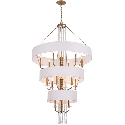 Varaluz Barcelona 15 Light Pendant, Brass Kisser/White