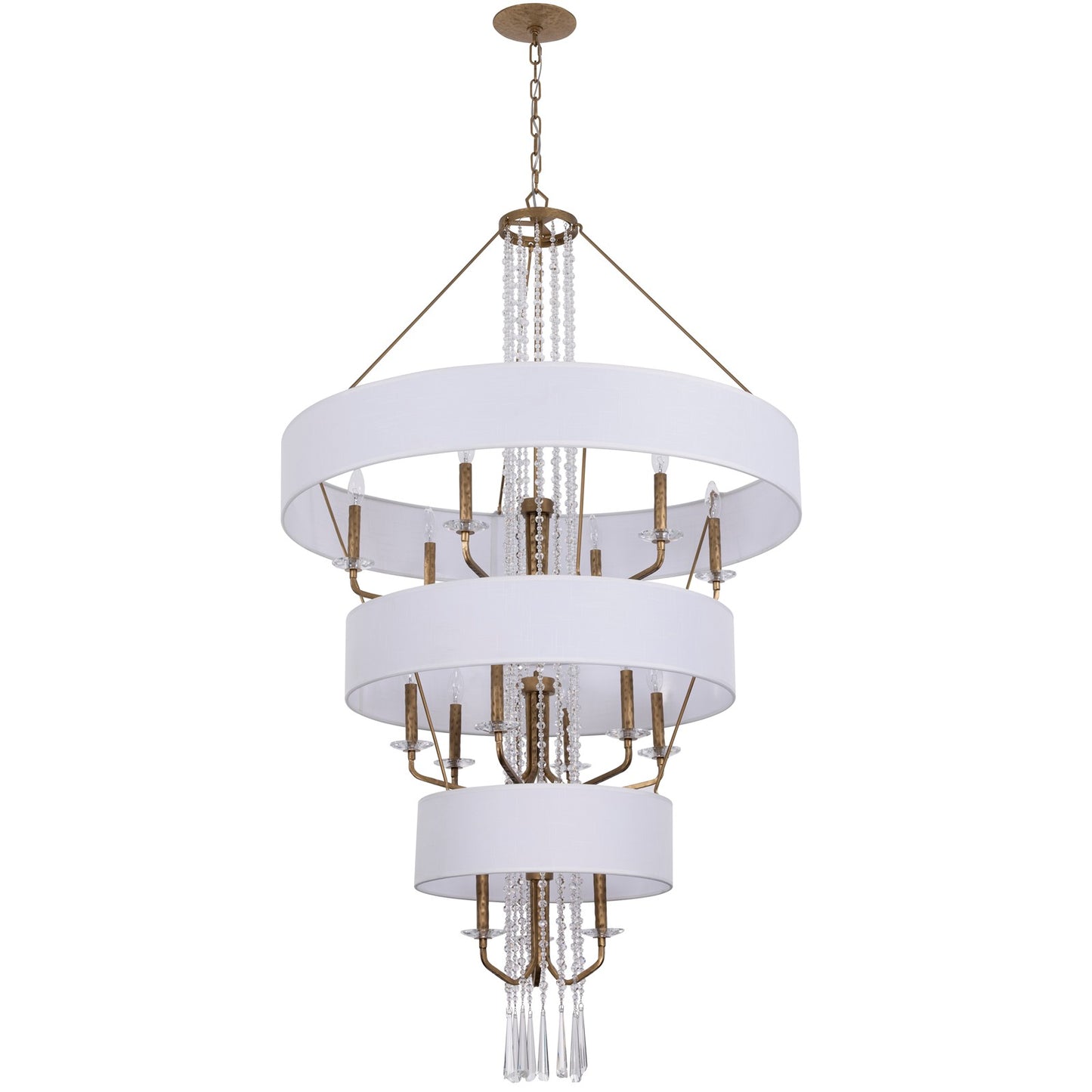 Varaluz Barcelona 15 Light Pendant, Brass Kisser/White