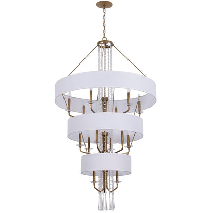 Varaluz Barcelona 15 Light Pendant, Brass Kisser/White