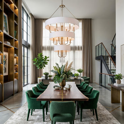 Varaluz Barcelona 15 Light Pendant, Brass Kisser/White