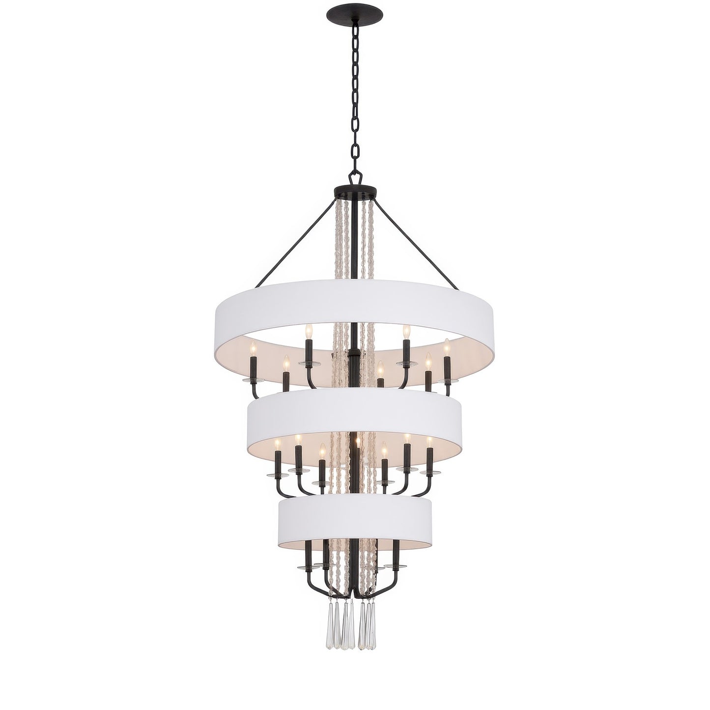 Varaluz Barcelona 15 Light Pendant, Onyx/White
