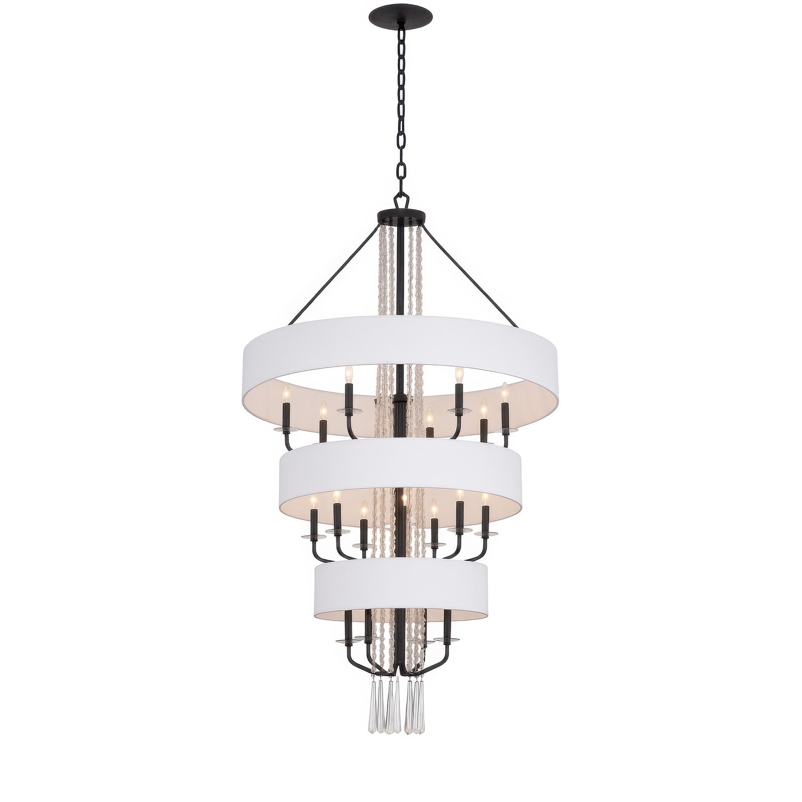 Varaluz Barcelona 15 Light Pendant, Onyx/White