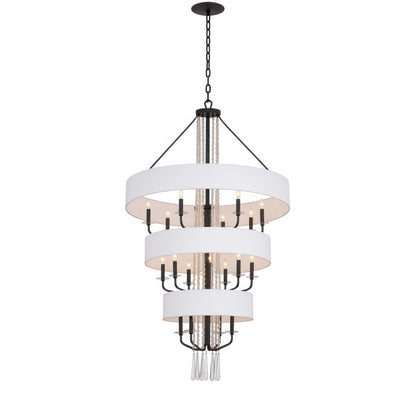 Varaluz Barcelona 15 Light Pendant, Onyx/White