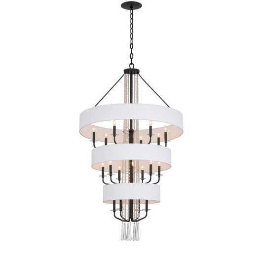 Varaluz Barcelona 15 Light Pendant, Onyx/White