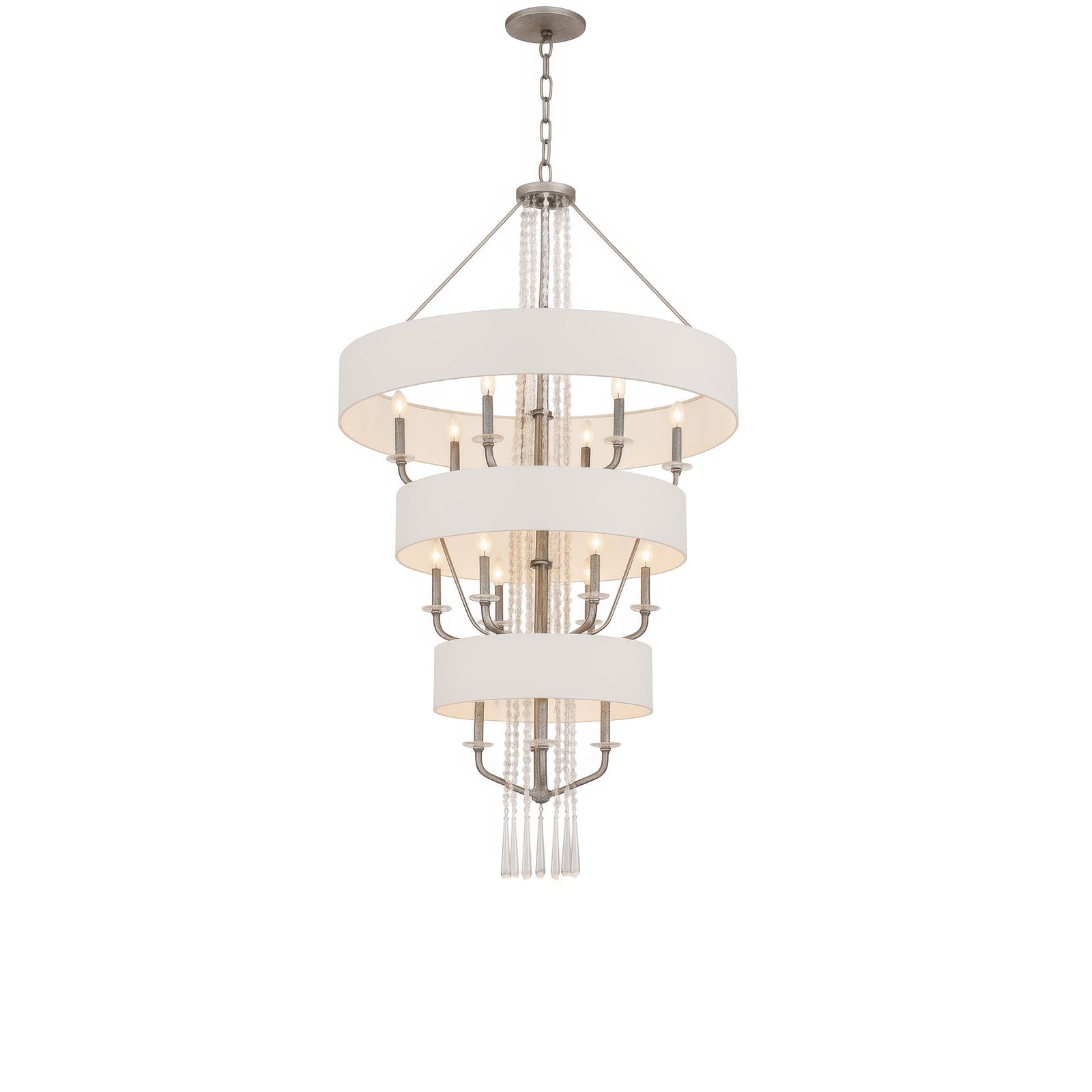 Varaluz Barcelona 15 Light Pendant, Transcend Silver/White