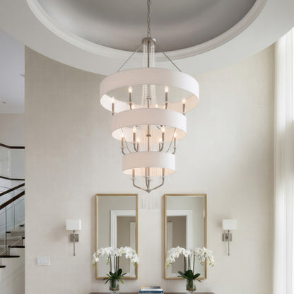 Varaluz Barcelona 15 Light Pendant, Transcend Silver/White