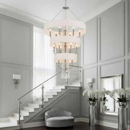 Varaluz Barcelona 15 Light Pendant, Transcend Silver/White