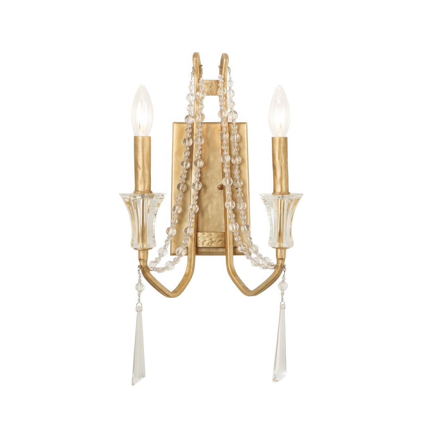Varaluz Barcelona 2 Light Wall Sconce, Brass Kisser