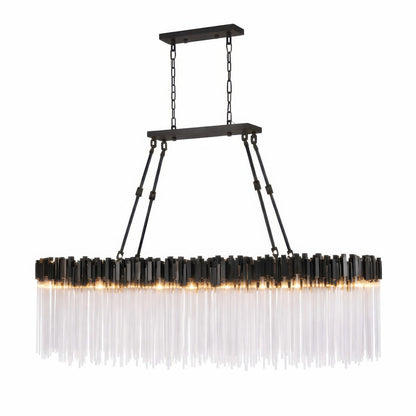 Varaluz Matrix 10 Light Pendant, Matte Black/French Gold