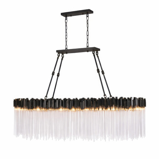 Varaluz Matrix 10 Light Pendant, Matte Black/French Gold