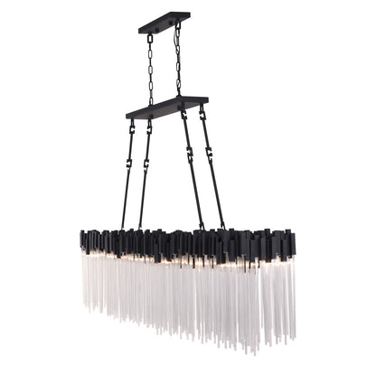 Varaluz Matrix 12 Light Pendant, Matte Black/French Gold
