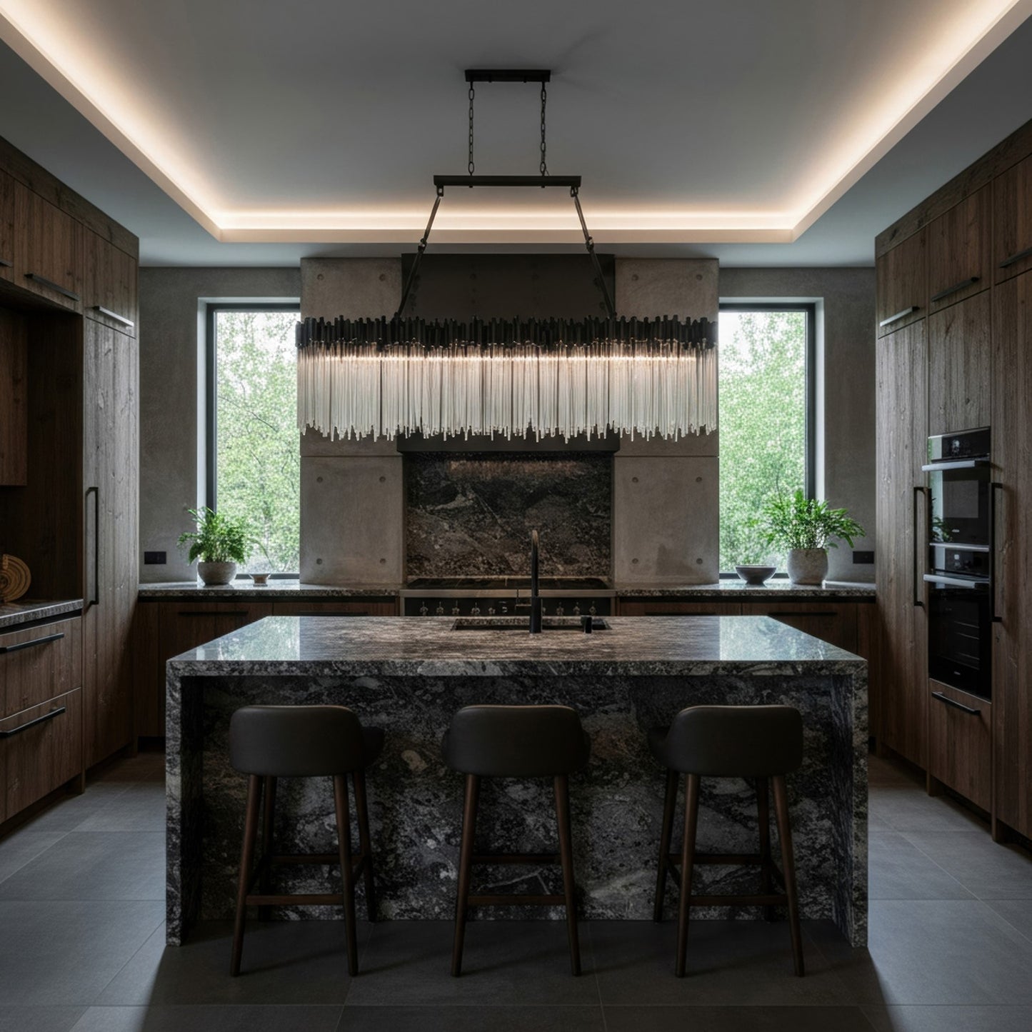 Varaluz Matrix 12 Light Pendant, Matte Black/French Gold