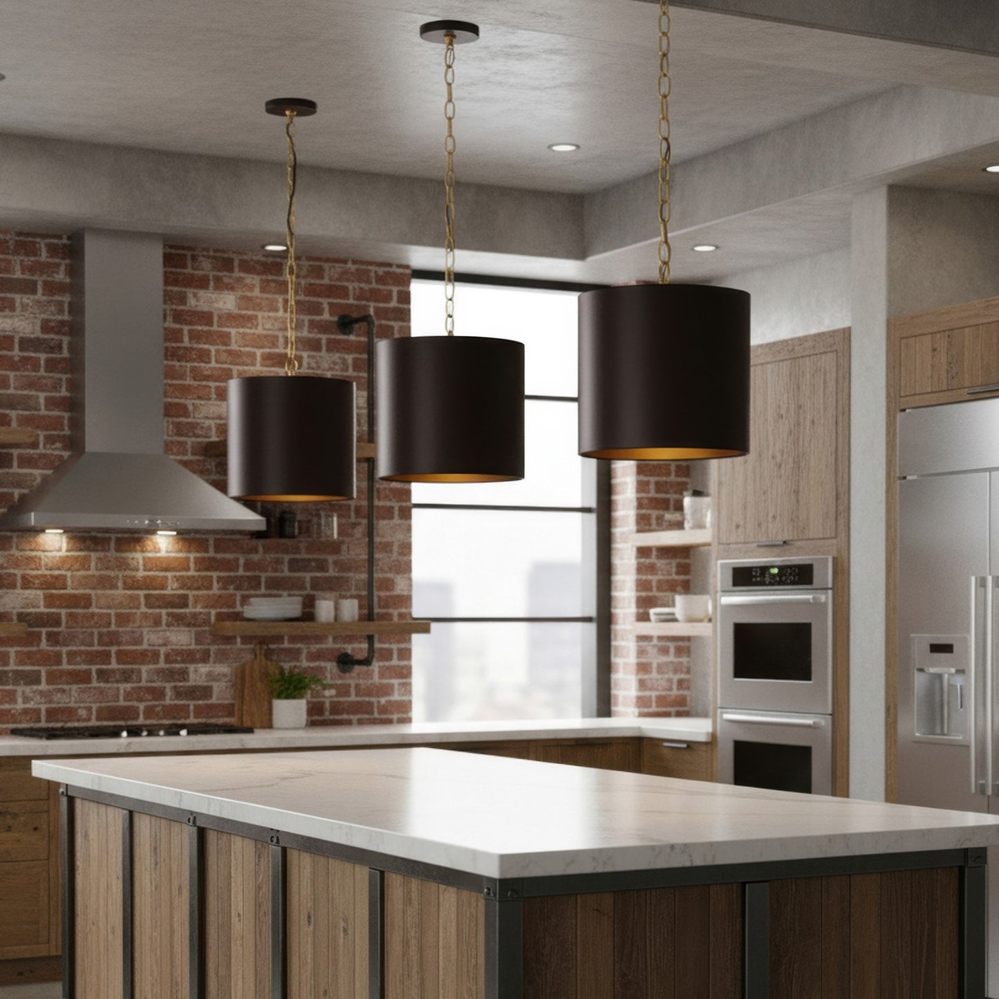 Varaluz Cannery 3Lt Pendant, Dark Bronze/French Gold/Ombre