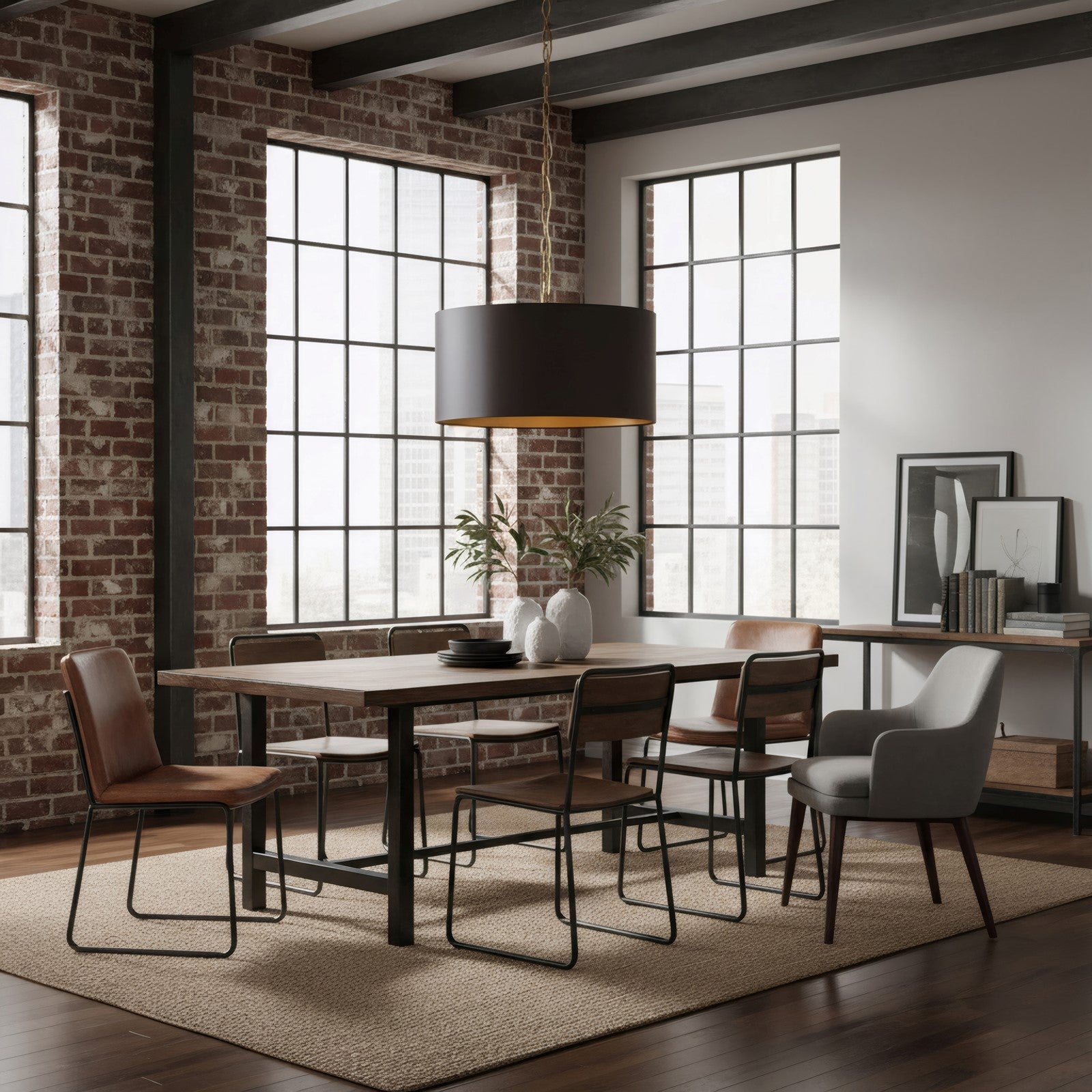 Varaluz Cannery 4Lt Drum Pendant, Dark Bronze/French Gold/Ombre