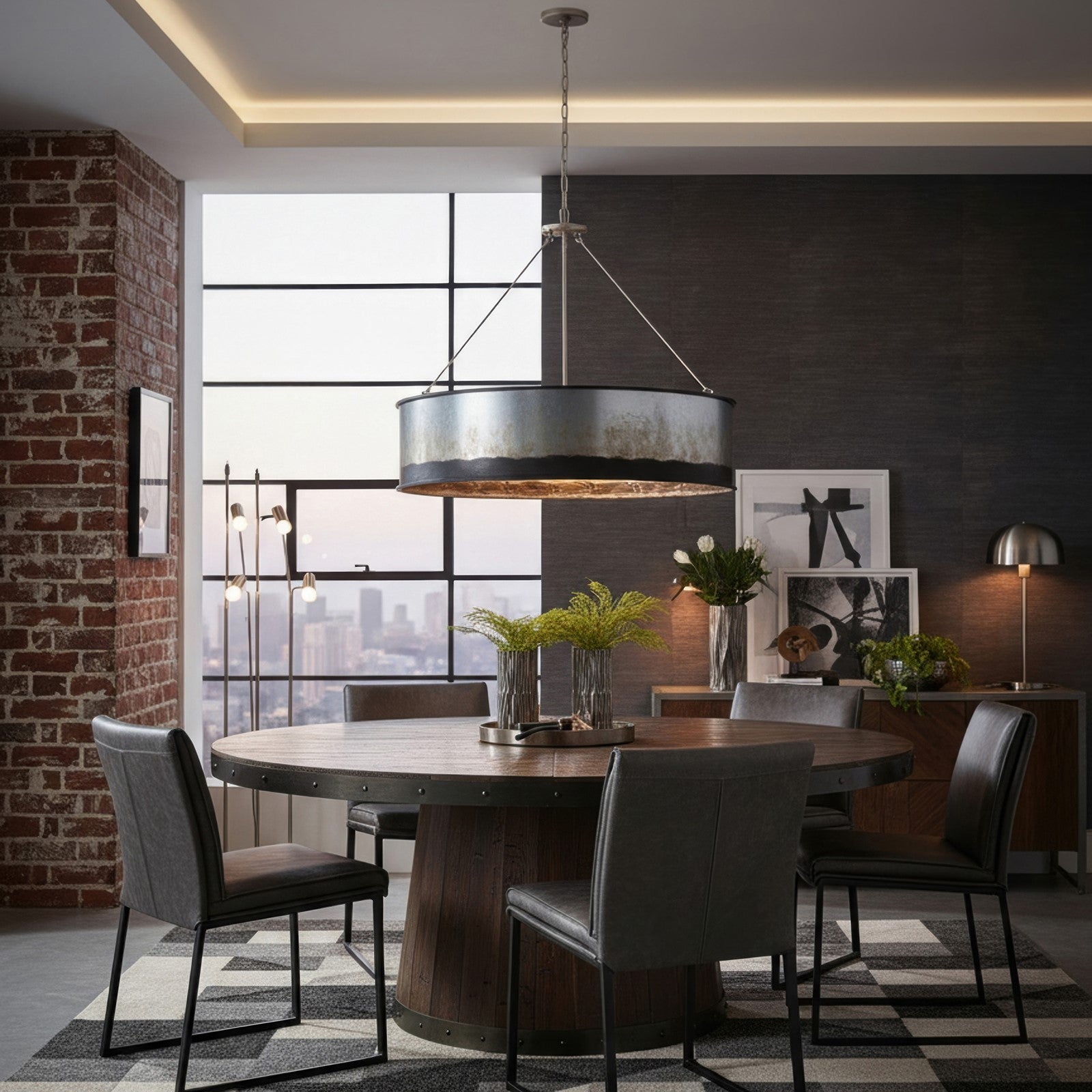 Varaluz Cannery 6 Light Pendant, Ombre Galvanized/Ombre Galvanized