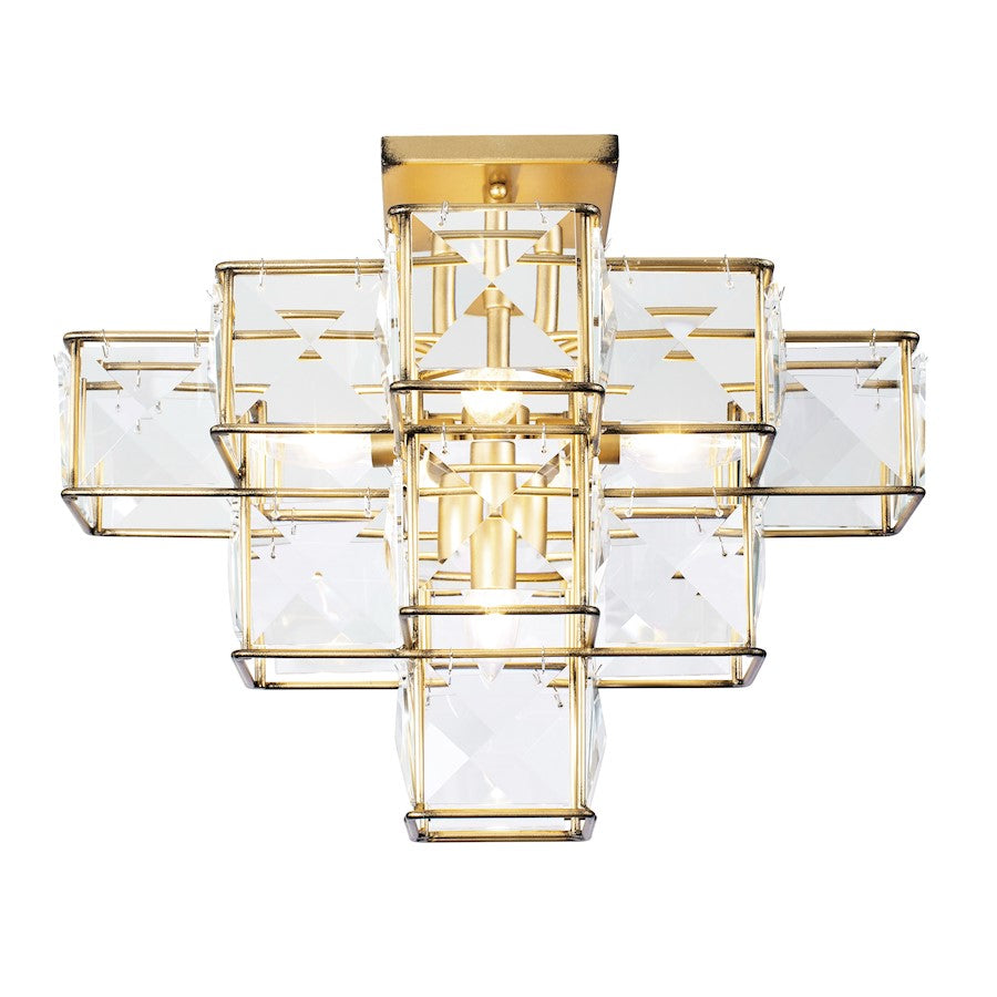 Varaluz Cubic 5-Light Ceiling Fixture, Calypso Gold