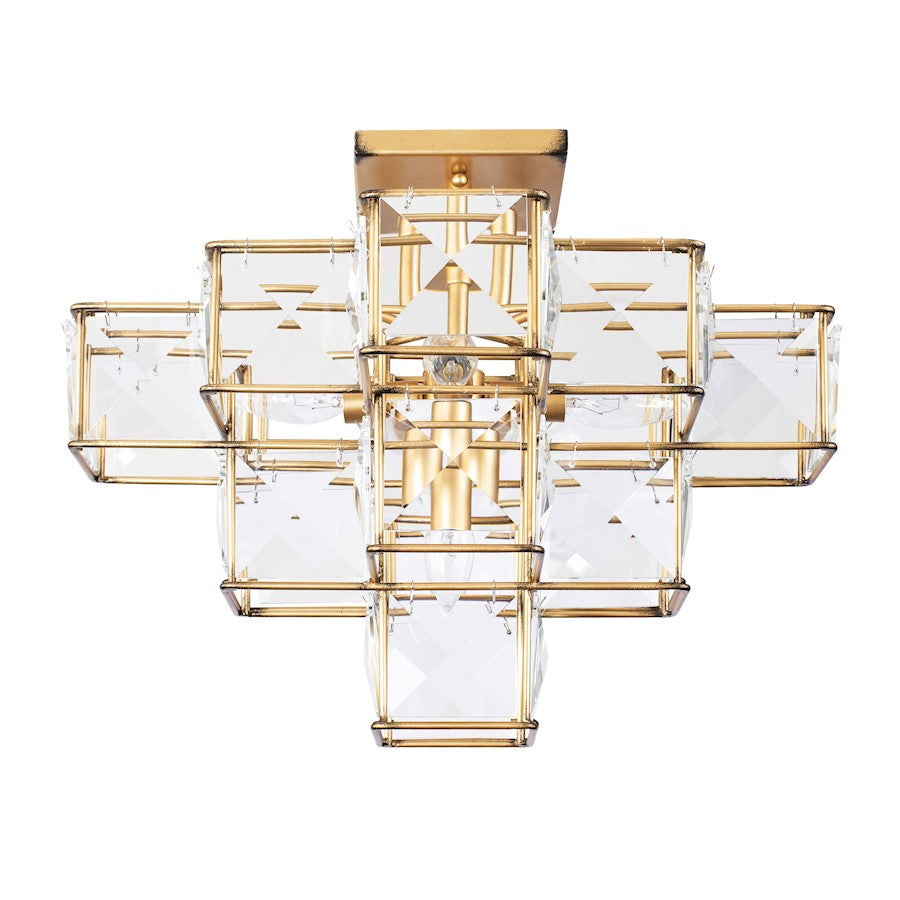 Varaluz Cubic 5-Light Ceiling Fixture, Calypso Gold
