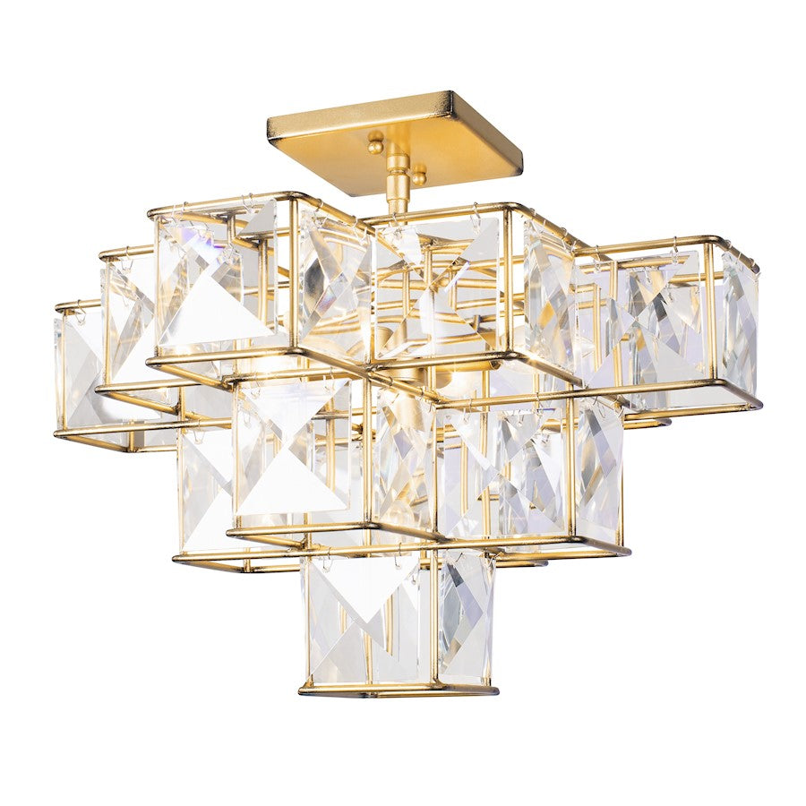 Varaluz Cubic 5-Light Ceiling Fixture, Calypso Gold