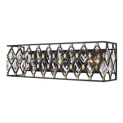 3 Light Crystal Bathroom Vanity Light, Carbon