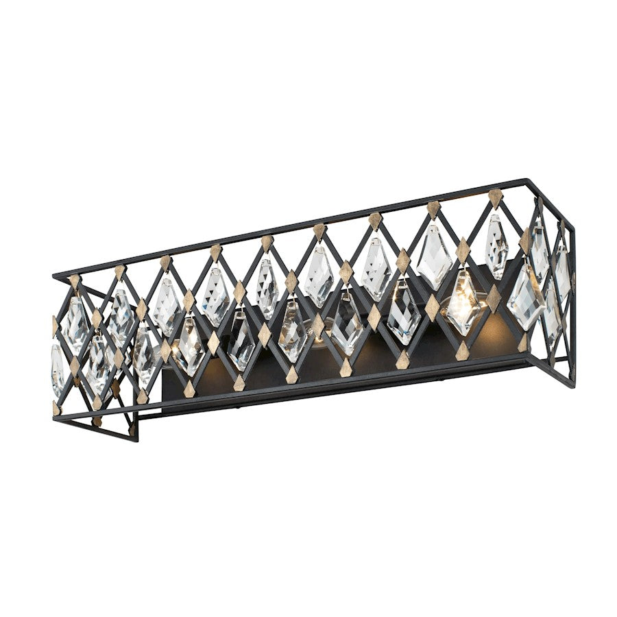 3 Light Crystal Bathroom Vanity Light, Carbon