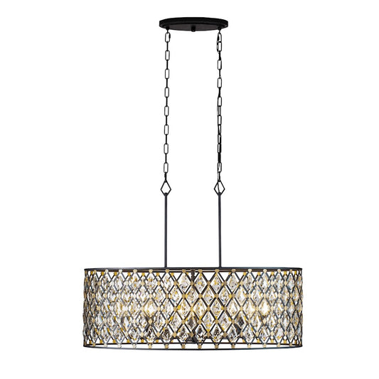 8 Light Crystal Oval Linear Pendant, Carbon