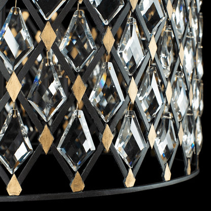 8 Light Crystal Oval Linear Pendant, Carbon