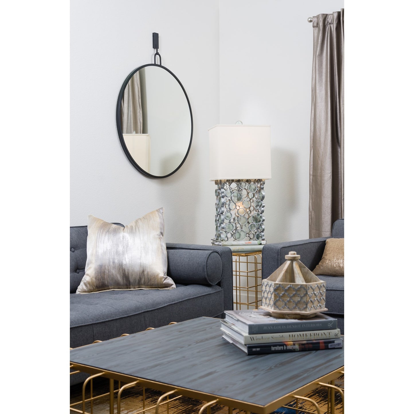 Varaluz Stopwatch Round Accent Wall Mirror, 30"W x 30"H, Bronze