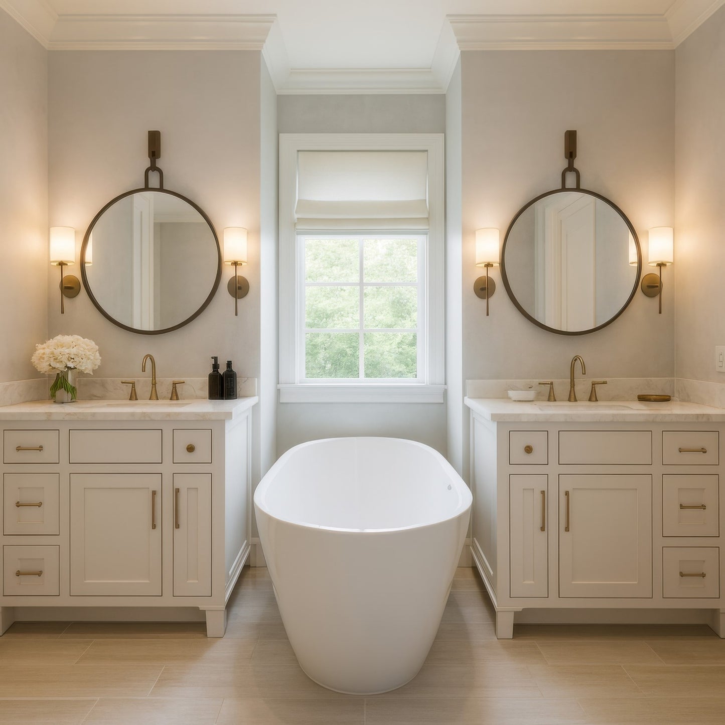 Varaluz Stopwatch Round Accent Wall Mirror, 40"W x 40"H, Bronze