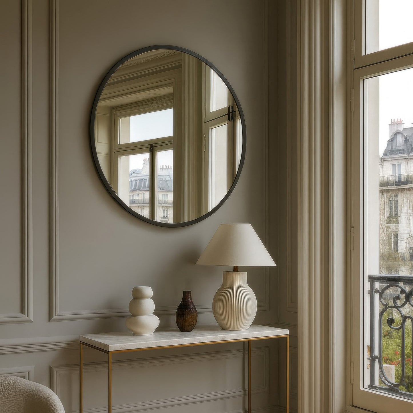 Varaluz Cottage Round Wall Mirror, Bronze