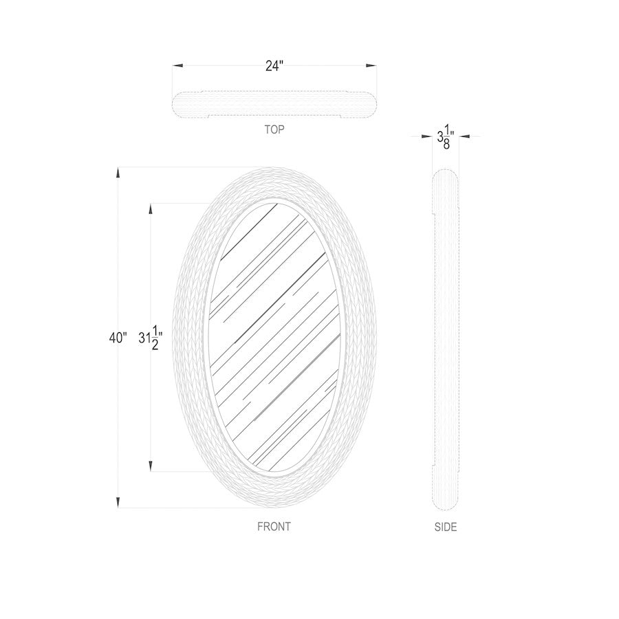 Varaluz Athena 24x40 Oval Wall Mirror, French Gold/Natural Seagrass