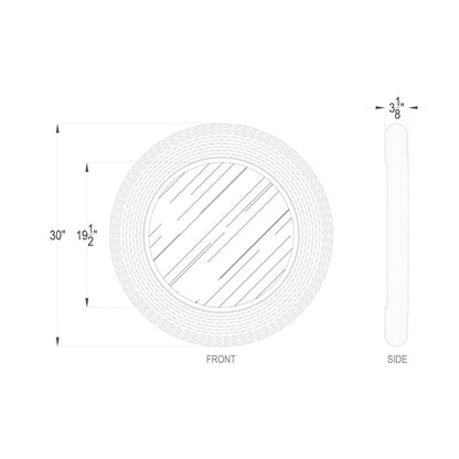 Varaluz Athena 30" Round Wall Mirror, Black/Midnight Blue Seagrass