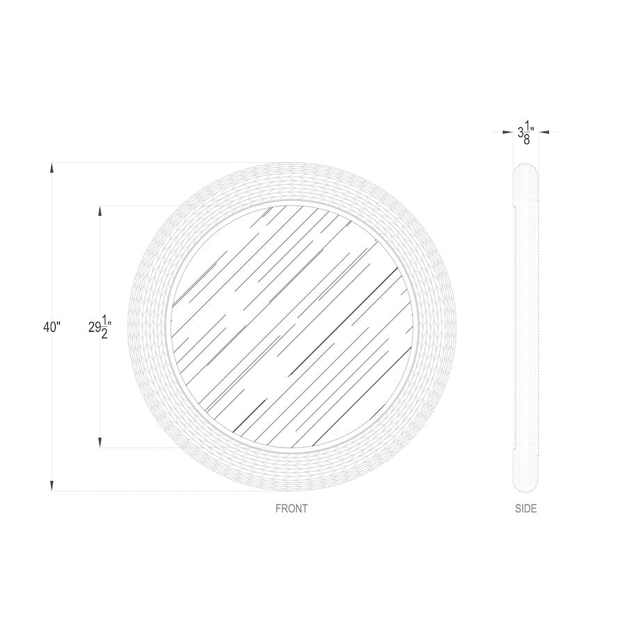 Varaluz Athena 40" Round Wall Mirror, French Gold/Natural Seagrass