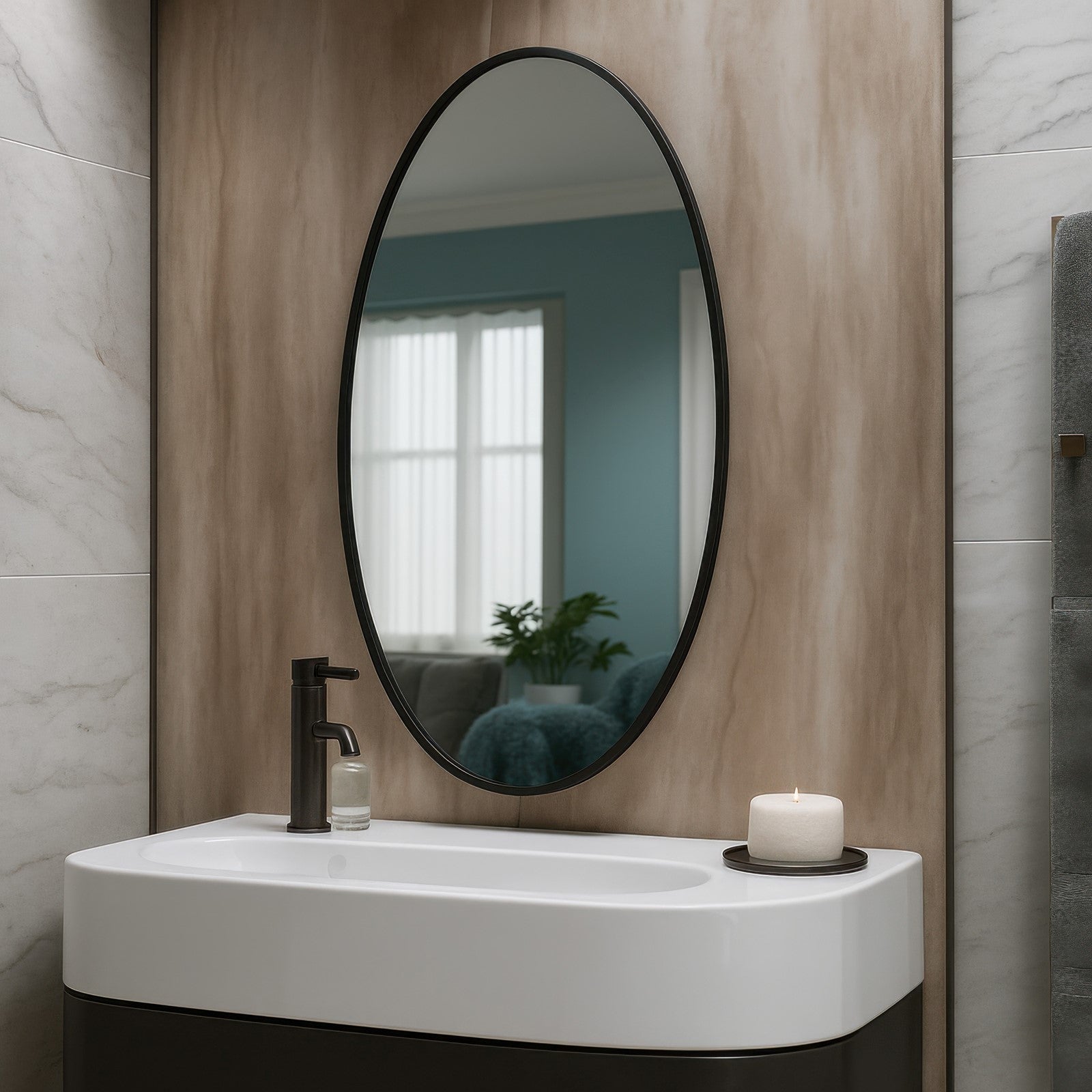 Varaluz Tablet Oval Wall Mirror, 22"W x 30"H, Bronze